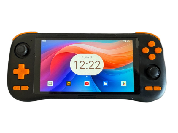 tmavá konzole s oranž.tlačítky a androidem - konzole K56